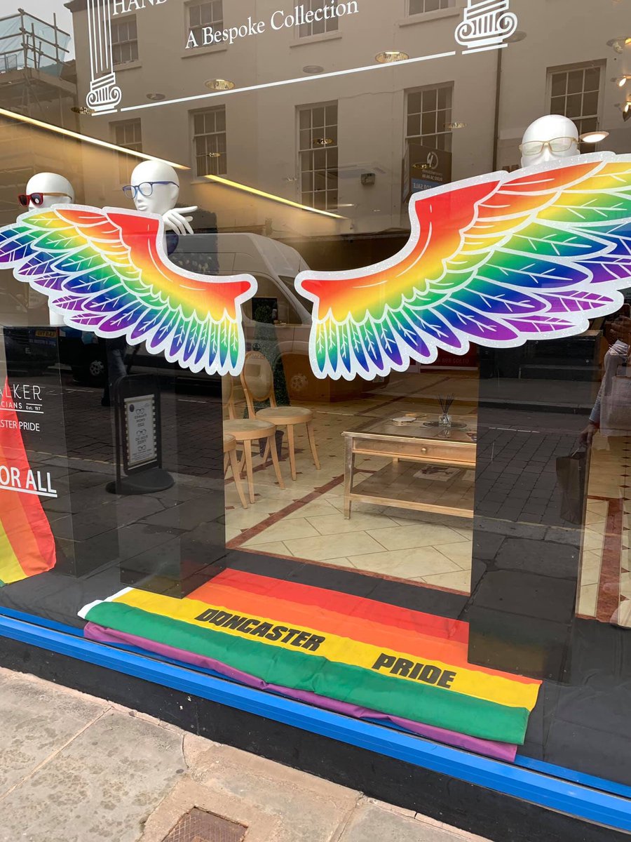 edwards_walker1's tweet photo. Huge thanks to @jendewsnap for coming in &amp; being our first ever @Doncaster_Pride Angel! 

We are super proud to sponsor Pride &amp; would love for everyone to come down to get their “Pride Wings” 2019. Please share! #DoncasterIsGreat 

@VisitDoncaster @DonnyFreePress @BusinessinDN https://t.co/TgX1MGpvaW