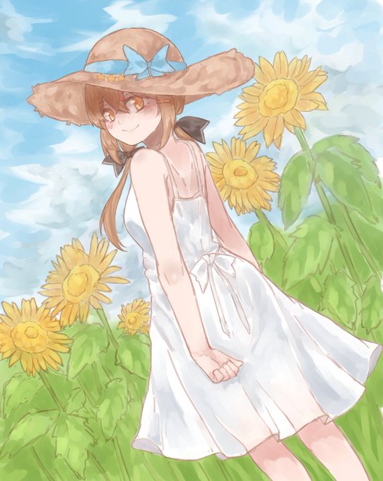 「looking at viewer straw hat」 illustration images(Oldest)