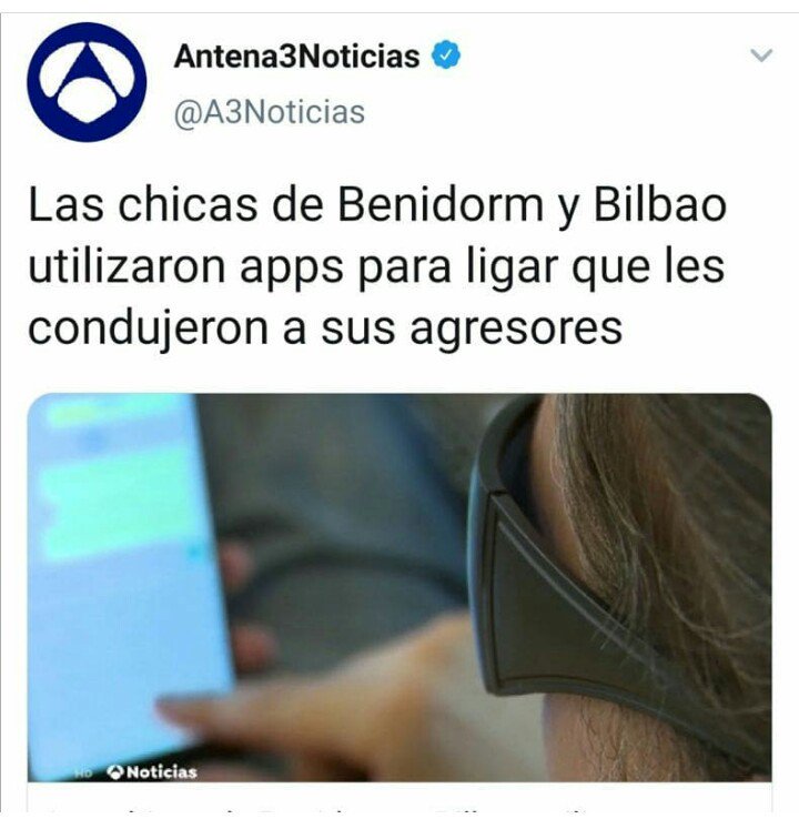 delgadolaw_'s tweet photo. Ellas utilizaron una app. Ellas salieron a correr. Ellas habían bebido. Ellas habían vuelto a casa solas. Ellas coquetearon. Ellas iban provocando. Ellas vestían como fulanas. Ellas se lo buscaron. Ellas eran unas guarras. 
Ellas, culpables de ser ellas... https://t.co/xro1RqOmC6