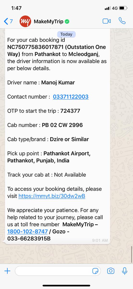 rashi_mab's tweet photo. .@makemytrip real bad experience with your cab booking. The driver did not turn up even though we had spoken to him before onboarding and he assured us he will be there. #stranded #badservice #patheticCustomercare #makemytrip #cabbooking #refundmymoney https://t.co/zwgrbyraSd