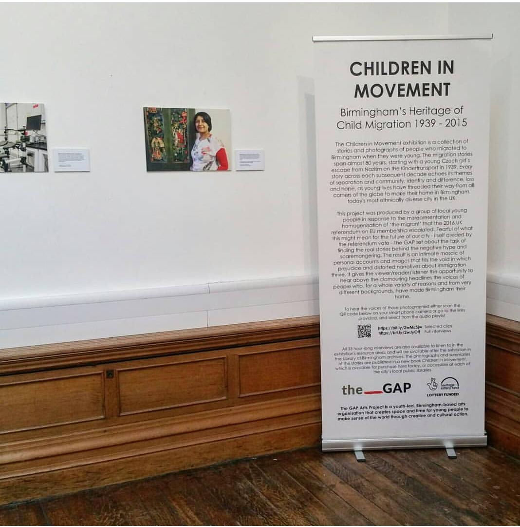 The____GAP's tweet photo. In case you missed it before... our exhibition, Children in Movement, which documents the stories of those who migrated to Birmingham as young people from 1939 - 2015, is now on at the beautiful Medicine Gallery until 9th September. 🌻🌻🌻🌻🌻🌻🌻 https://t.co/eFkWCul7p9