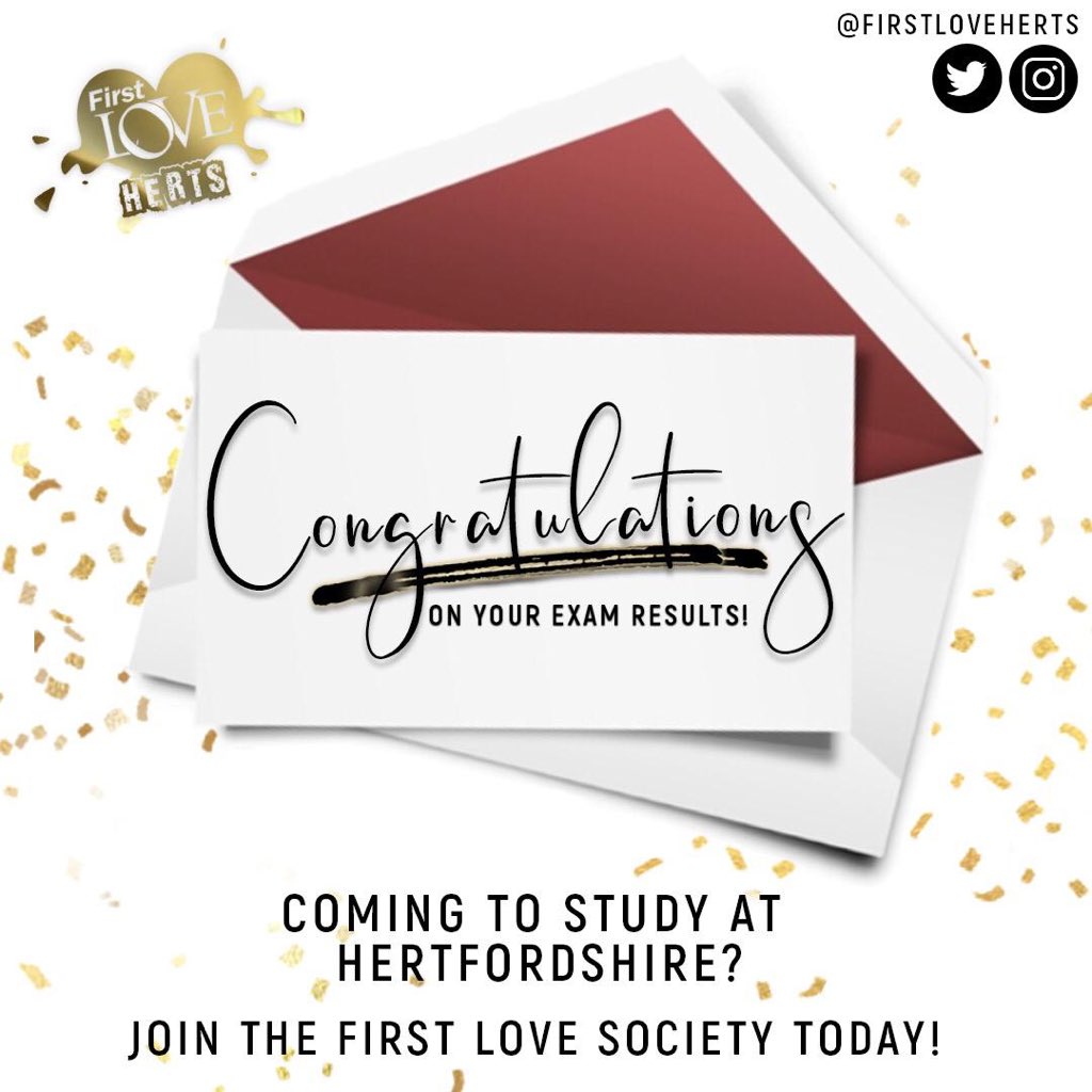 Jerry_Cephas's tweet photo. Congratulations on your results! ‼️🥳

Just found out you’ll be studying at Hertfordshire uni?#UoH #Hertfordshire 

Looking for a place to fellowship on Sunday?👀💒

Make sure you join #firstloveherts 💪🏾🎉 

DM me for more information!

#alevelresultsday2019 
#BTECResultsDay2019 https://t.co/094796Cu2F