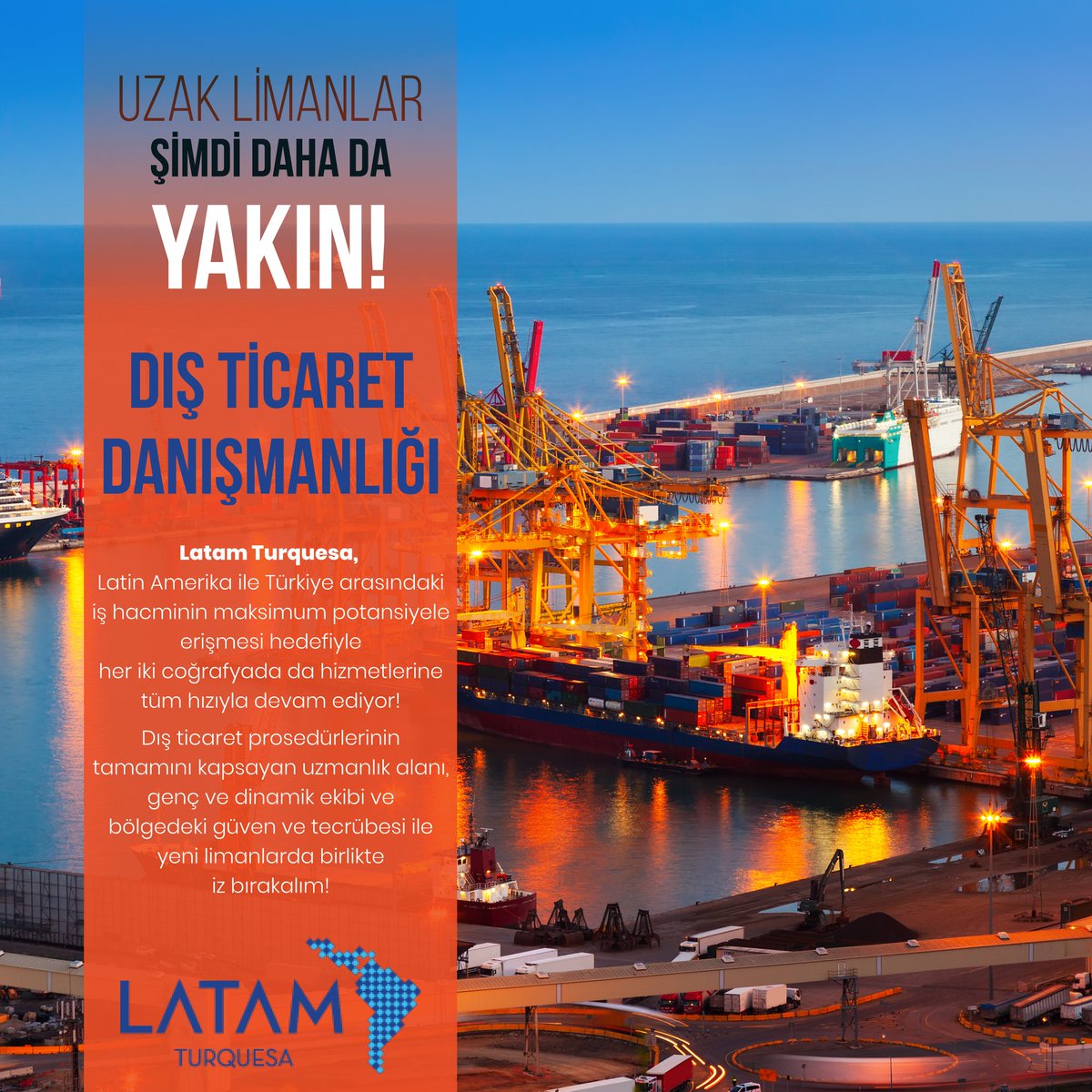 LatamTurquesa's tweet photo. Latam Turquesa, Latin Amerika ile Türkiye arasındaki iş hacminin maksimum potansiyele erişmesi hedefiyle her iki coğrafyada da hizmetlerine tüm hızıyla devam ediyor!

#dışticaret #ithalat #ihracat #ticaret #ticaretdanışmanlığı #uluslararasıticaret #danışmanlık #türkiye https://t.co/BHzCDiQ4Z6