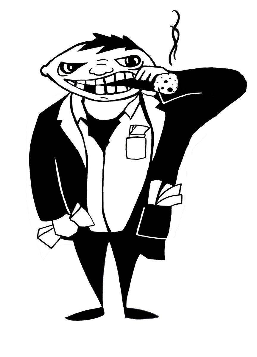 It's been soooo long since I've been on this profile.... i've been concentrating on getting the new Instagram profile looking good.  Sorry about that:-). Here's a pic of my fav character from the book - THE MANAGER!!

Don't be fooled by his wads of cash! 
#Scoundrel?