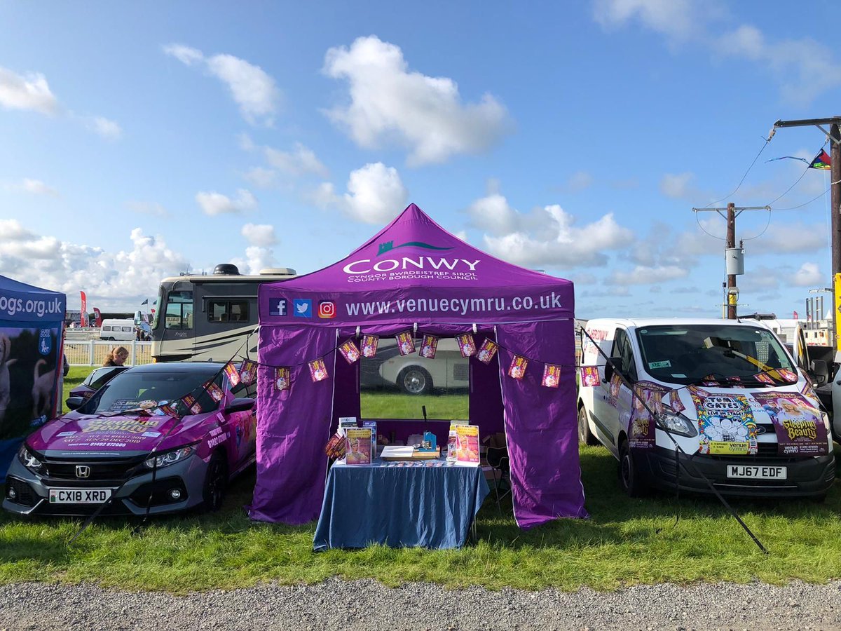 VenueCymru's tweet photo. We’ll be at the Denbigh and Flint Show all day today. Come and say hello, there are theatre tickets to be won and goody bags to give away #vcontour https://t.co/6zHIuEyRAs