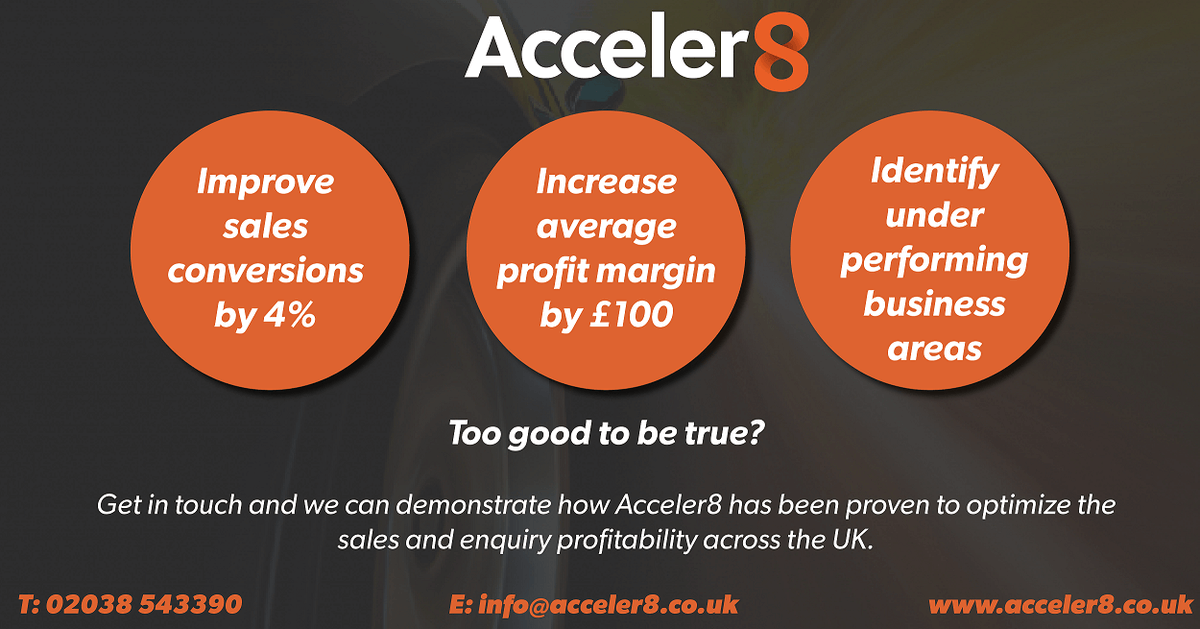 Acceler8UK's tweet photo. See for yourself how Acceler8's low-cost solution has been proven to transform conversion rates for used car dealers across the UK.

Find out more at https://t.co/Zz6OShZAw4 https://t.co/8O2nB4MdiA