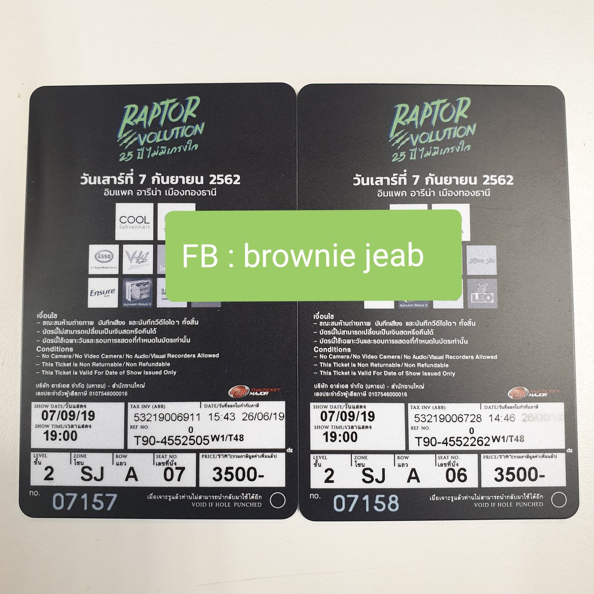 _dollylover_'s tweet photo. ปล่อยบัตร 3500 บาท 2 ใบ รอบ1ทุ่ม แถวหน้าสุดของ SJ (แถว A) ปล่อยเท่าราคาบัตรเลยค่ะ
#raptorfans #raptor2019 #25ปีraptorevolutionconcert #25ปีraptor #raptorevolution25ปีไม่มีเกรงใจ #raptor #แร็พเตอร์ #raptorevolution #raptorfansmeet  #ขายบัตรคอน #ขายบัตร #ConcertTickets #concert https://t.co/7cLzYuRKYl