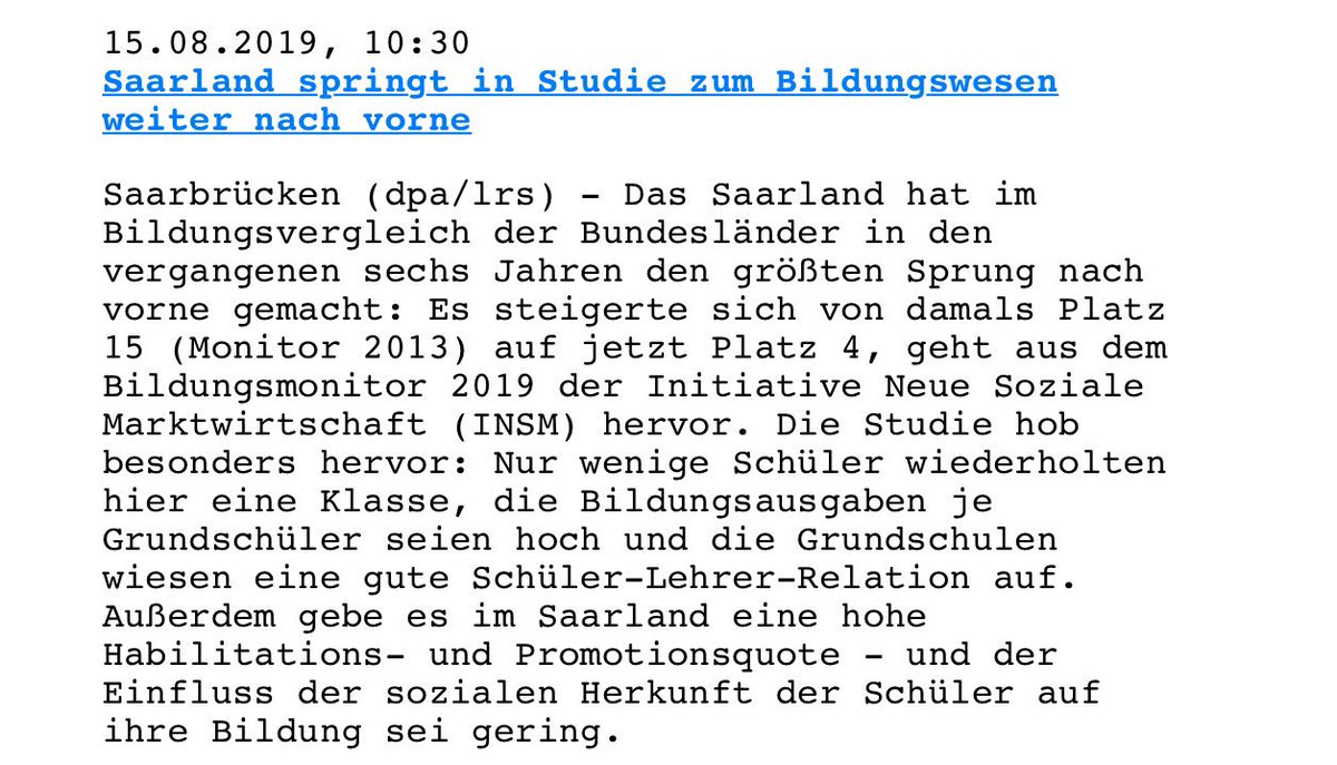thobi75's tweet photo. Gute #Bildung von Anfang an: Das #Saarland hat im Bildungsvergleich der Länder den größten Sprung gemacht und liegt jetzt auf Platz 4(!) im bundesweiten Ranking. 
Starke Leistung von @UlrichCommercon, @effet_papillon + dem ganzen Team von @MBK_Saar. #SoMachenWirDas https://t.co/uXW6kRQmq2