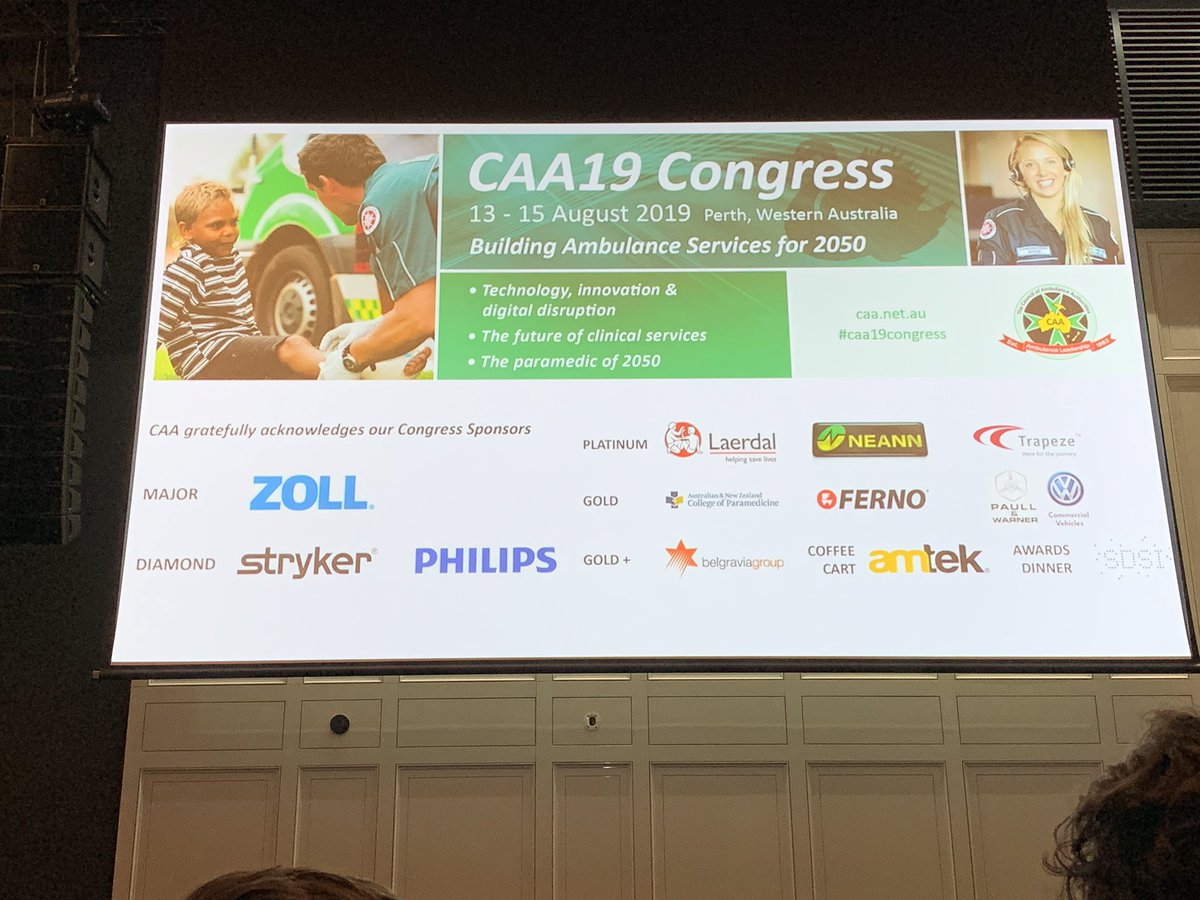 MikeRayVic's tweet photo. That’s a wrap from #CAA19congress. Great couple of days learning, collaborating and connecting. Thanks @stjohn_wa for hosting &amp; look forward to 2020 with @NSWAmbulance in Sydney! #BetterTogether #CollaboratingForSuccess https://t.co/UyjOs2hRCM