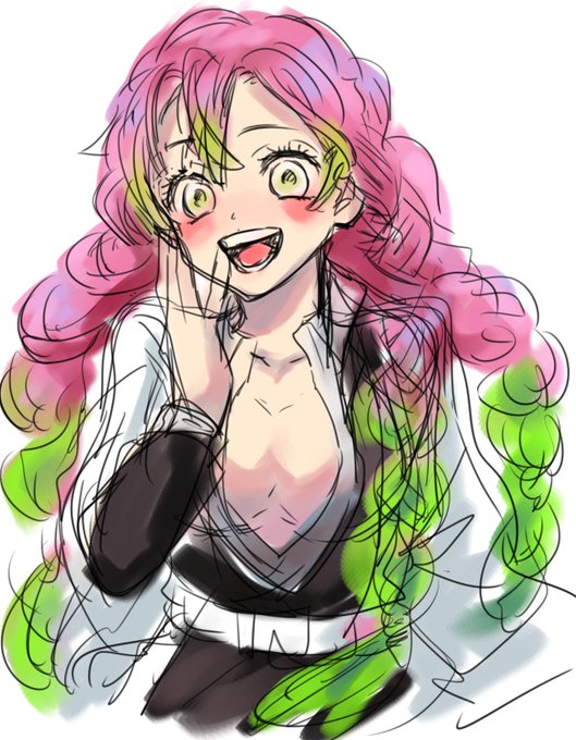 🔄どんぐり爆弾🔄さんがTwitterに投稿した甘露寺蜜璃(鬼滅の刃)のイラスト。