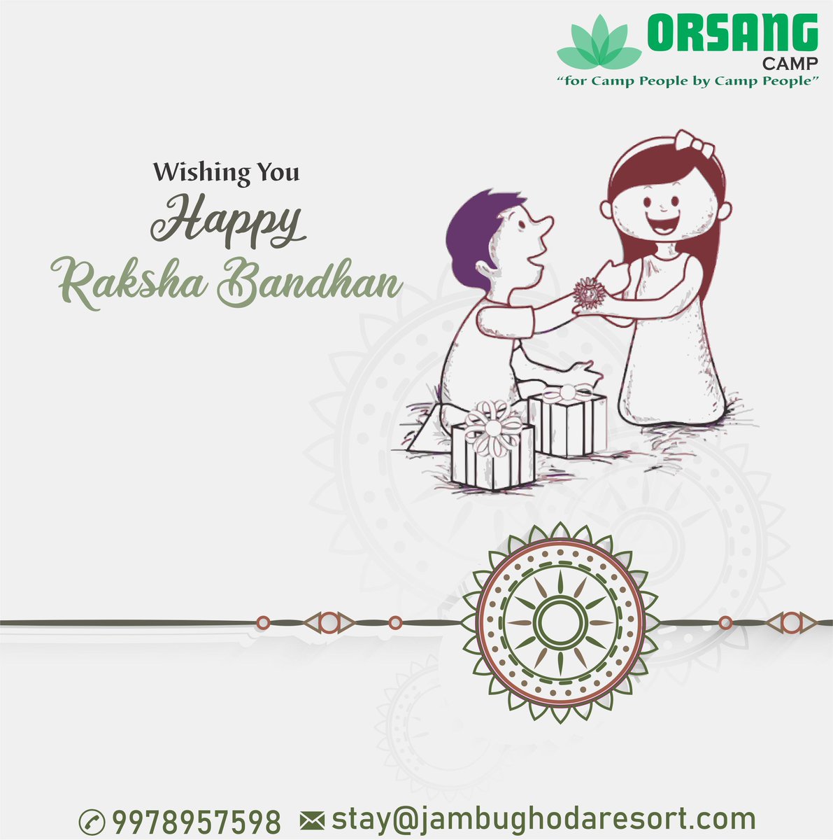 Celebrating the sacred bond of trust and togetherness.
Happy Raksha Bandhan From Orsang Camp.

Website: buff.ly/2VwzOhY | Mobile: +91 9978957597 

#TheOrsangResort #OrsangResort #Rakshabandhan #Celebration #Love #Family #Enjoy #Celebration #OrsangGroup