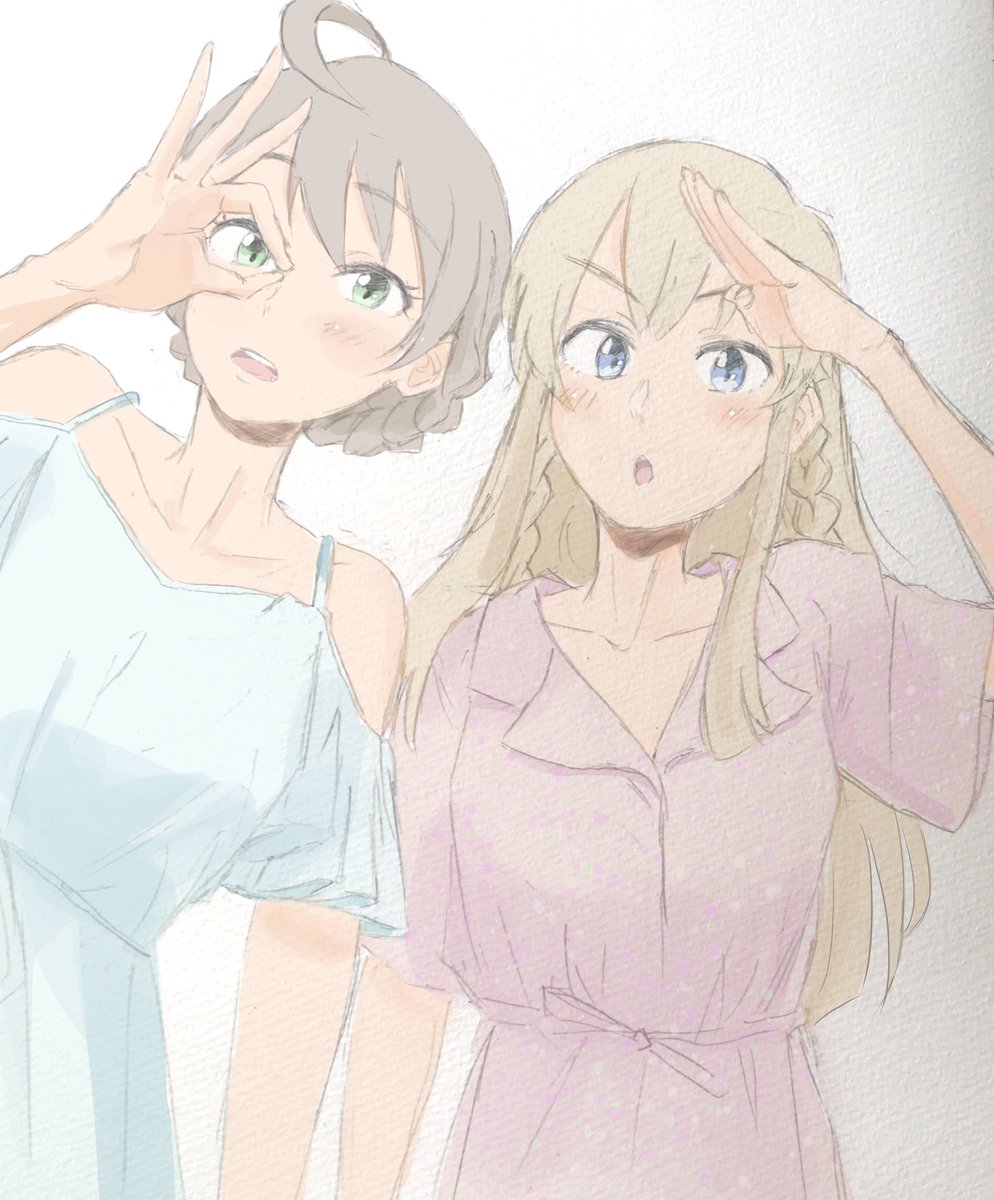 「編み込み姉妹お題〔桜守歌織さんと高坂海美ちゃん〕 」|アンジェライン！！のイラスト