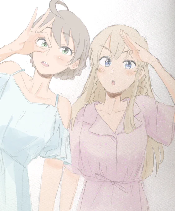 編み込み姉妹お題〔桜守歌織さんと高坂海美ちゃん〕 