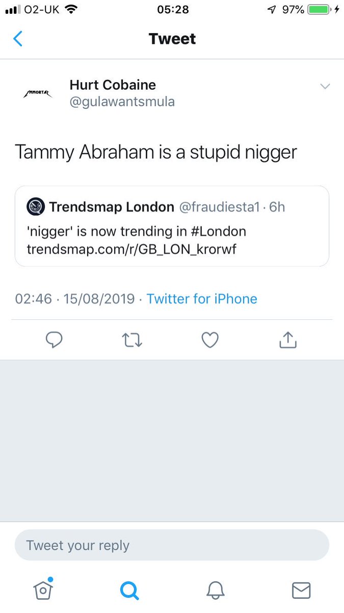 JCTHFC's tweet photo. This is a fucking disgrace,worst thing about it is it’s not just white people calling him it either the kids 21 years of age he shouldn’t have to put up with this shit for missing a penalty,fucking hate Chelsea proper shithouse football club https://t.co/Gd0dH7b5SK