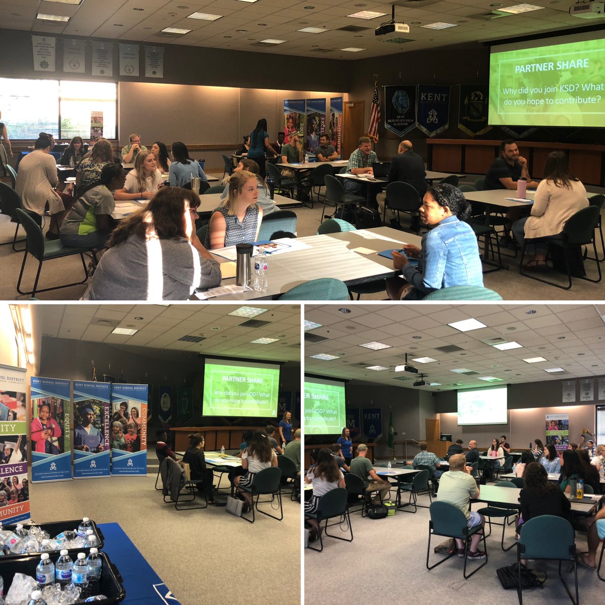 SuptCalvinWatts's tweet photo. Welcoming our newest members of #TeamKSD415 is one of the best parts of my day! To our new employees: You could have served in any one of the other 294 WA State SD’s. And we thank you for choosing @KentSchools415!🙂🙌🏽#IamKent #WeAreKent #KSDequity #KSDexcellence #KSDcommunity https://t.co/gIbq6YBNQ6