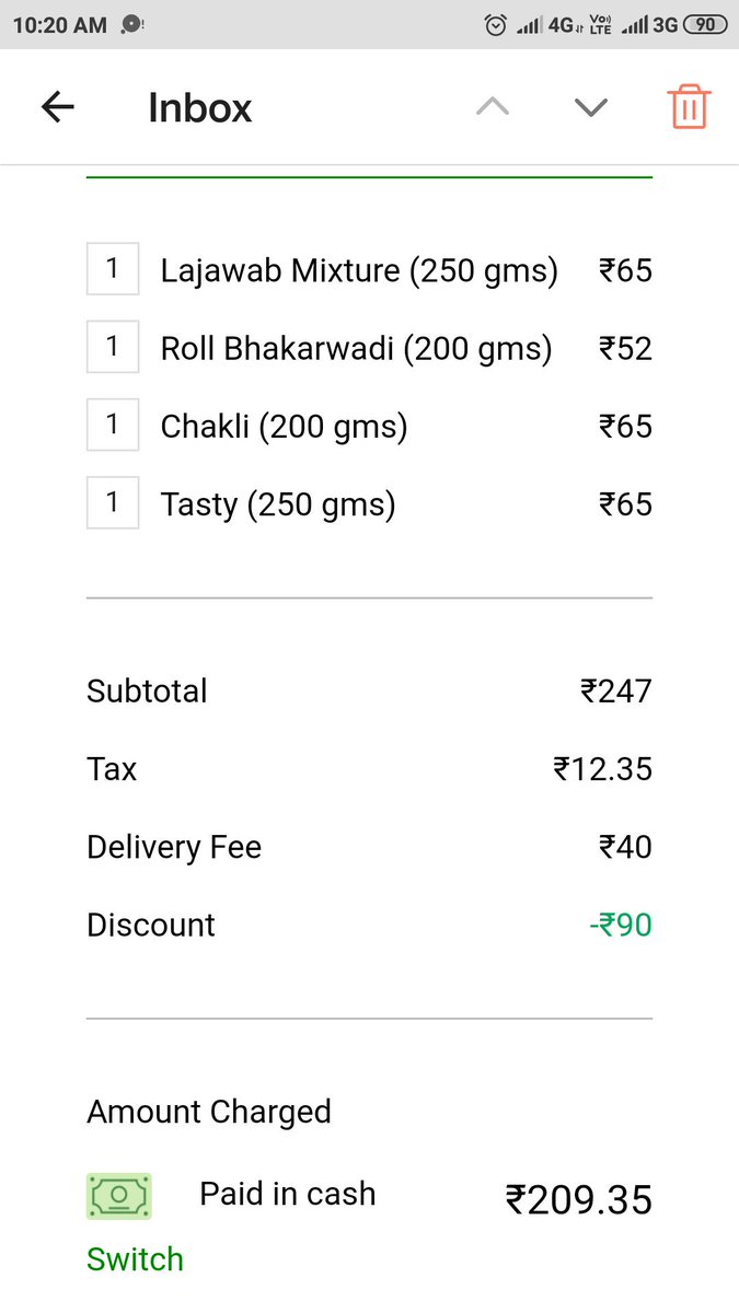 Ideasredfeets's tweet photo. @Uber_Support i have cheated by #uber #eat mrp on product is 40 and uber eat charged 65 and delivery extra and then 50% off. Don't order from them they are cheating and seems smart. See the invoice and mrp on product. #Uber #Selling #products #higherconsciousness then #mrp https://t.co/GpYzaOkxkI