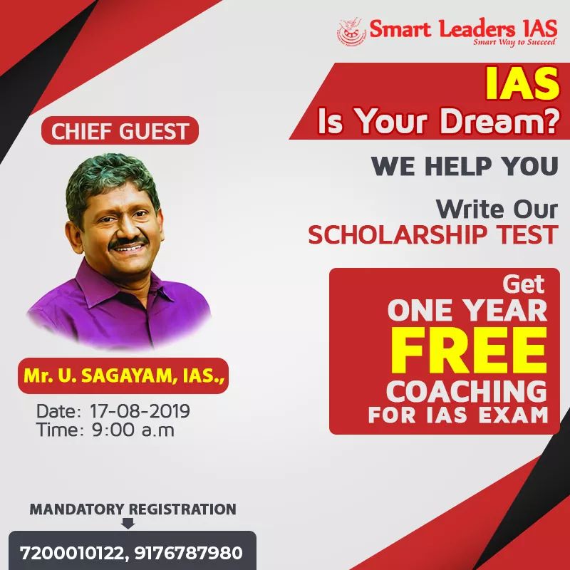 SMARTLEADERSIAS's tweet photo. Wanna become an honorable IAS Officer just like Mr.U.Sagayam?  Then write our #Scholarship #Test and become eligible for the 1-year FREE IAS COACHING from Smart Leaders IAS
Call 7200010122 to register now! (Mandatory)

#SmartLeadersIAS #Ias #free #coaching #IasCoaching #register https://t.co/vUCBWJFb8L