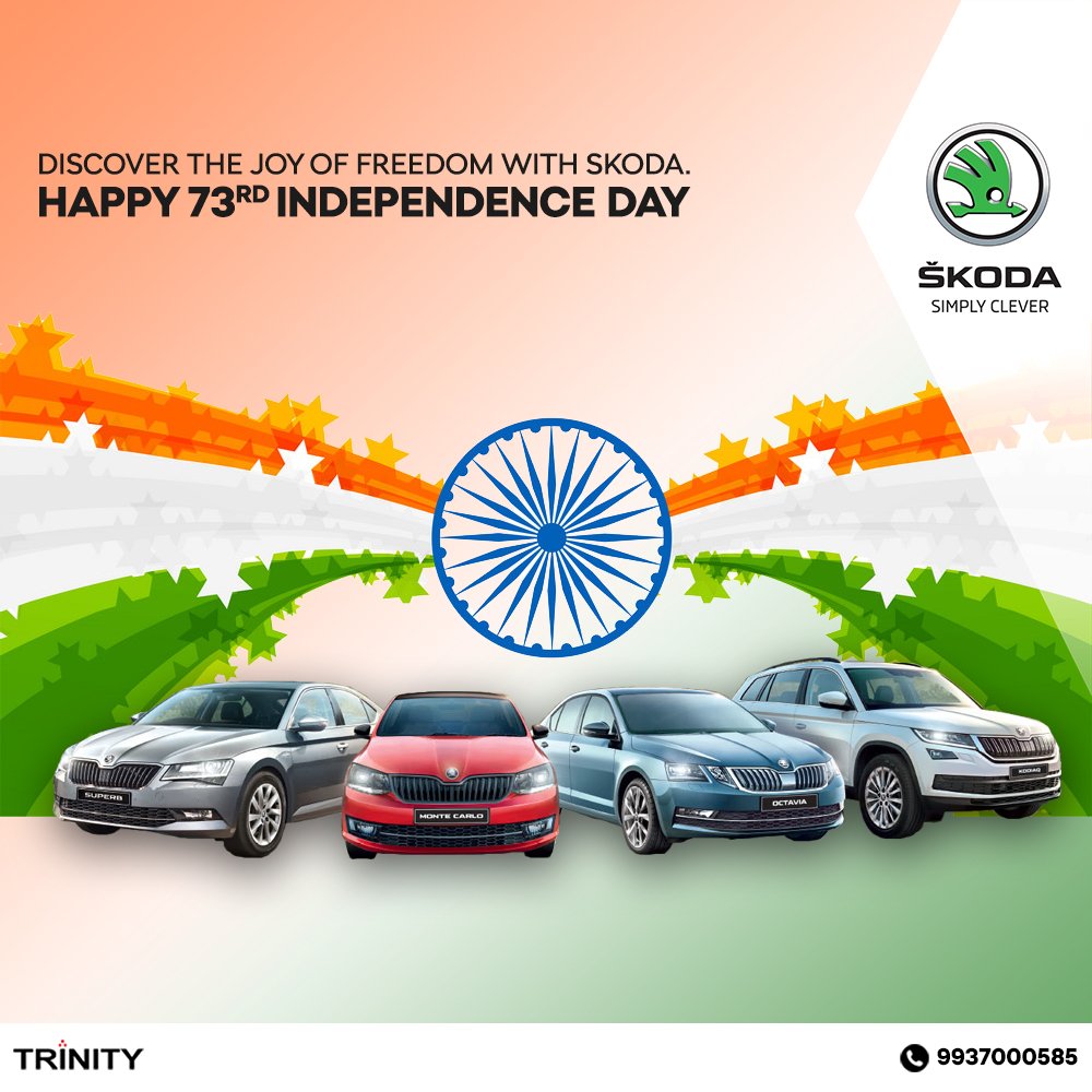 trinityskoda's tweet photo. Freedom of mind is the real freedom, celebrate Peace of mind with Trinity Skoda. Happy Independence Day! 🇮🇳

#HappyIndependenceDay #IndependenceDayIndia #Skoda #SkodaIndia #TrinitySkoda #Bhubaneswar #Cuttack #Odisha https://t.co/PDoRlB2YK0