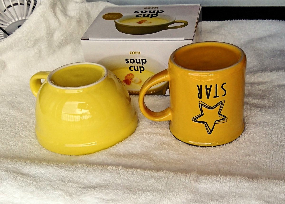 ฅ ɐuoʍᴉɯ ʚ ɞ Uəↄꞁəᵷɹə Kinto スープカップ カラー コーン お色が分かりやすいように 春田のニトリstarマグと並べて自然光で撮影しました エメさんのクリーム色より少しだけ赤みがある濃いクリーム色です この画像を使って皆さんにお伝えください