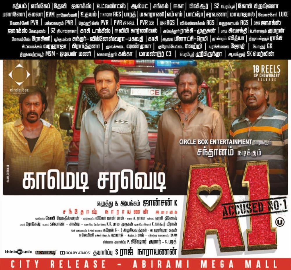 santhanam24_7's tweet photo. #BlockbusterHitA1 Happy Independence day to everyone #AccusedNo1 😊👍 @iamsanthanam @TaraAlishaBerry @Music_Santhosh @santhanam_sl @BloodsSanthanam @santhanam_army https://t.co/4NGuQb4Ocr