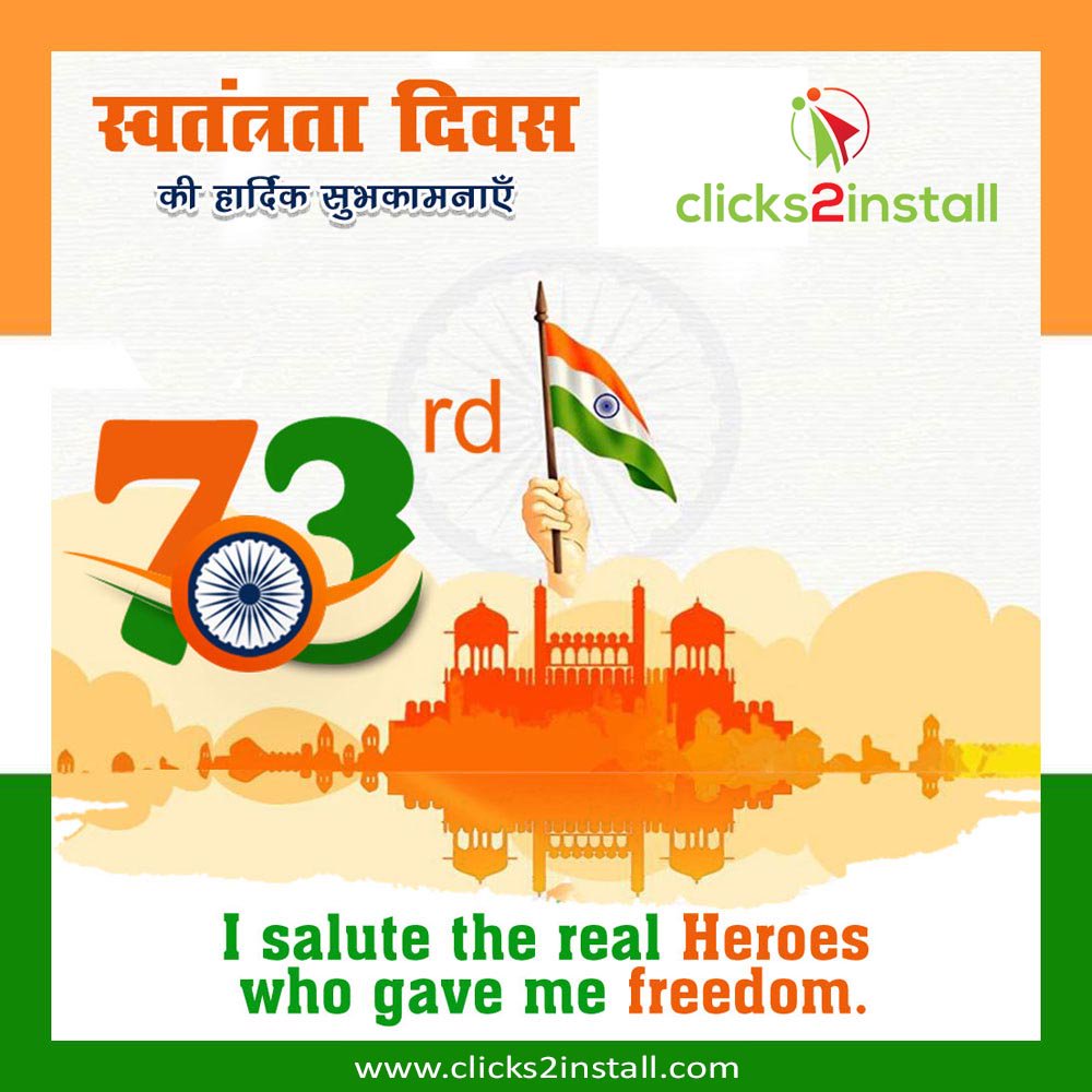 clicks2install's tweet photo. Wishing everyone a happy #IndependenceDay. #JaiHind #clicks2install #news https://t.co/DG0l7MCurd