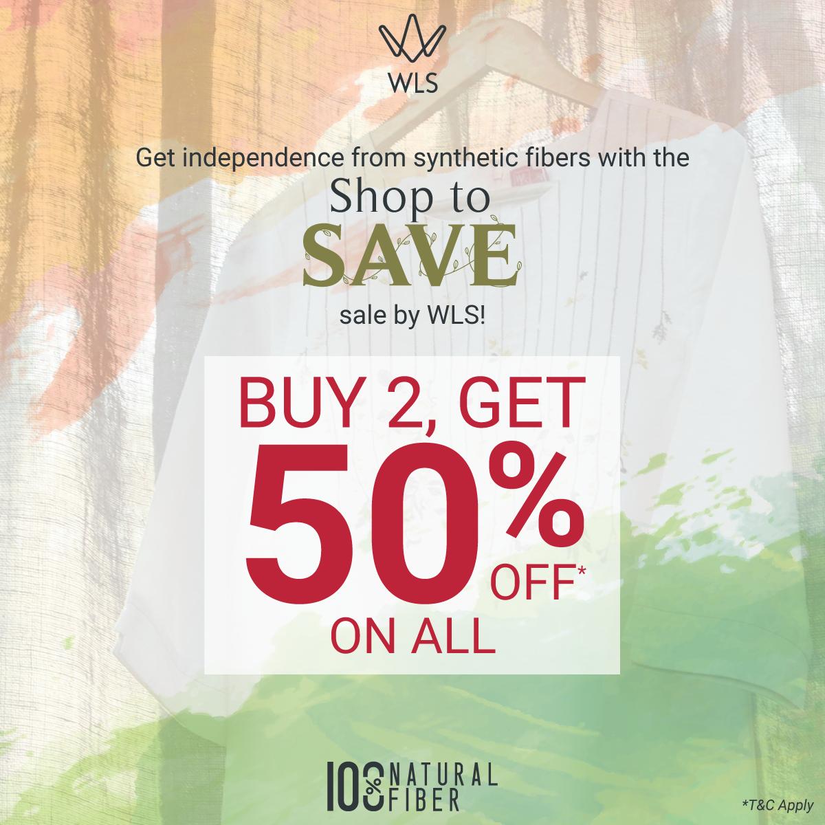 NaturallyWLS's tweet photo. This #IndependenceDay, opt for the path that brings a touch of nature to your wardrobes. Now, you can feel great and take a step towards nature all at the same time! Shop ensembles crafted using 100% natural fibers with the #ShopToSave #Sale by WLS. https://t.co/r2JAV1FeLB