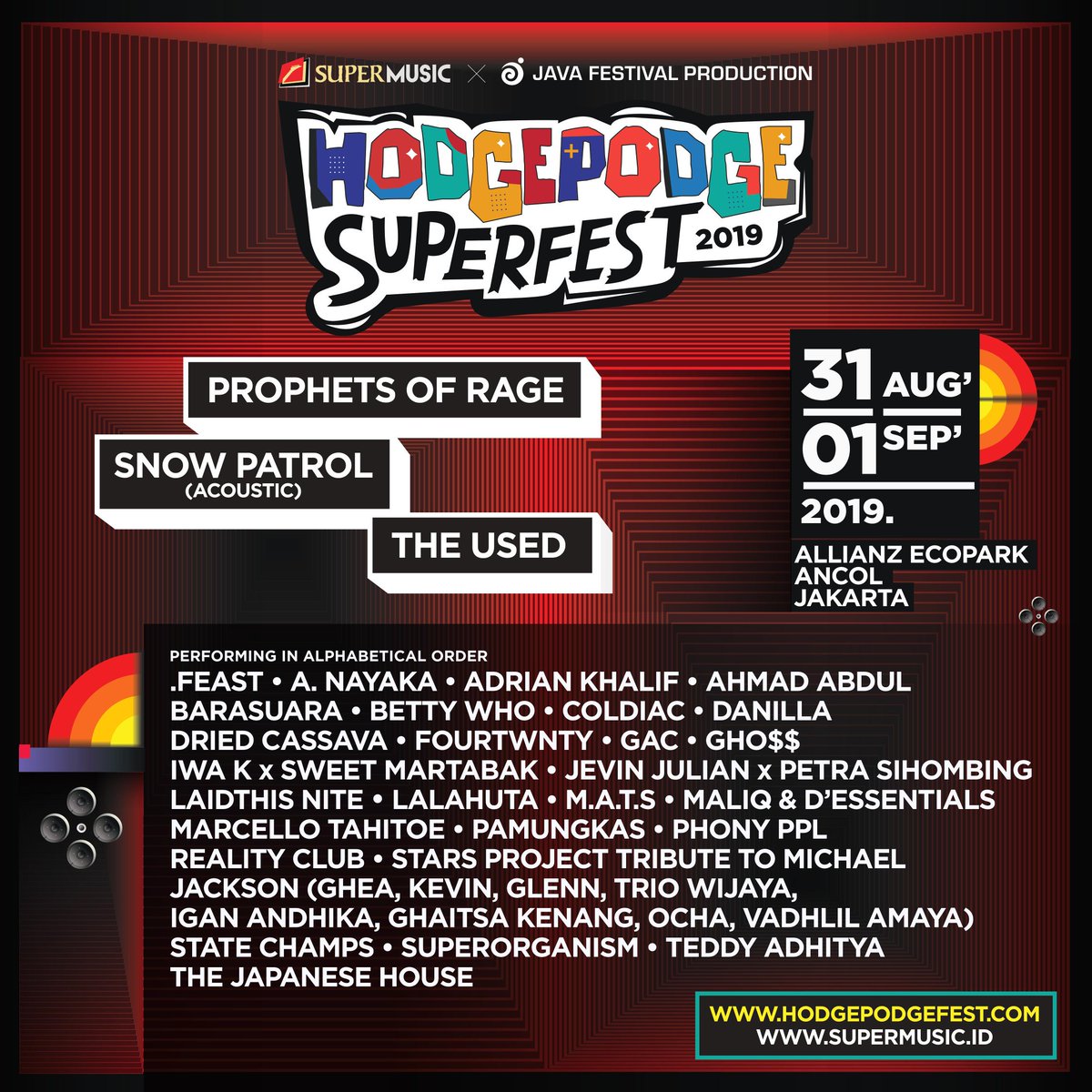 hodgepodgefest's tweet image. Here's the updated lineup and daily schedule of #HPSF19. Get your tickets now!
_
#JavaFestPro
#SUPERMUSIC
_
hodgepodgefest.com
supermusic.id
_
@SuperMusic_ID