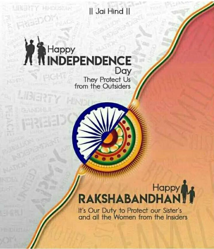 BhandeJayesh's tweet photo. Let's salute our great nation on its Independence Day! I hope you all feel grateful for the freedom you have and are proud of the nation you were born to. Jai Hind!🇮🇳&amp;
HAPPY RAKSHABANDHAN🤝😊 #IndiaIndependenceDay 
#HappyRakshabandhan #ProudToBeIndian✌️ https://t.co/qWE1kMPzBG