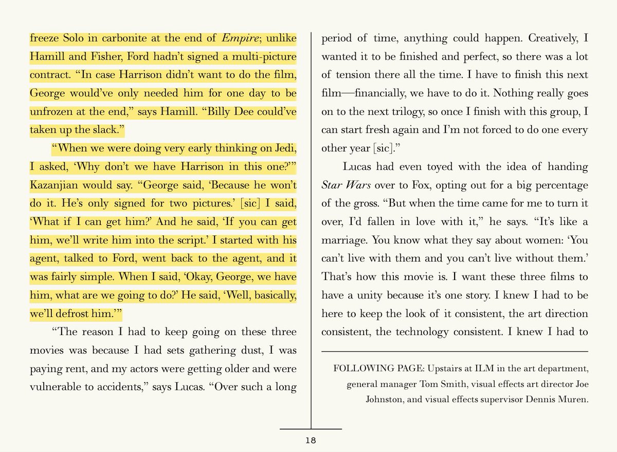 5. According to  #ReturnoftheJedi producer Howard Kazanjian, Lucas considered writing Han out as Ford hadn’t agreed to a 3rd film.6. By May 1980, Kazanjian convinced Ford to return for ROTJ. MYTH BUSTED? (Lando was more than just a Han replacement but also served as a fallback)