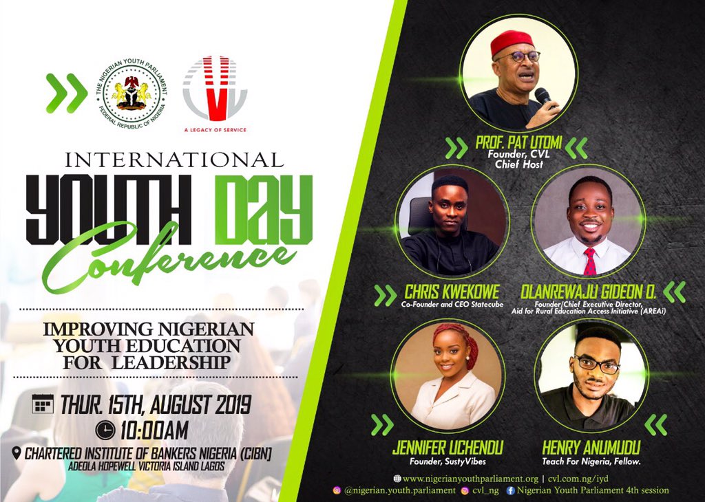 Excited to be sharing a stage with my childhood idol of leadership @UtomiPat today alongside some of NIgeria’s most respected youth actors @Dzennypha @henryanumudu_  @ChrisKweks as we engage on #TransformingEducation with @cvl_ng and @ngyouparliament #31DaysofYOUth #IYD2019