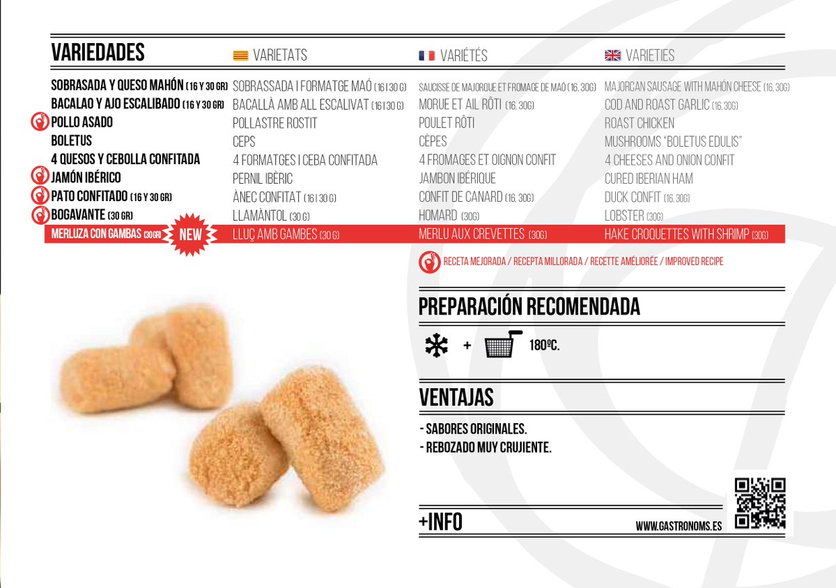Descubre toda nuestra variedad de croquetas, croquetones y mini croquetas gastronómicas. ¡Y no te olvides de probar nuestra nueva creación: la croqueta de merluza y gambón! 
.
.
.
#productosgastronoms #cocinaparacocineros #gama #croquetas #merluzaygamba