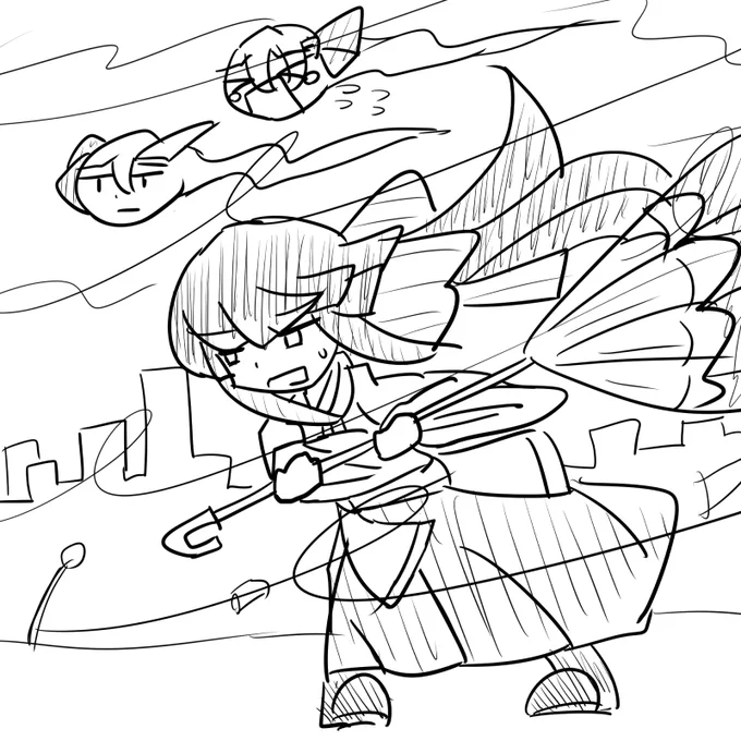 台風落描き 