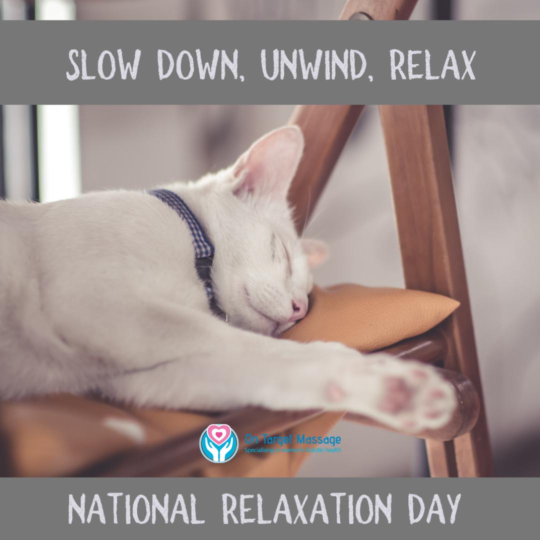 ontargetmassage's tweet photo. Today is national relaxation day? What will you do today to relax? It doesn't have to be something that's fancy, just spending 5 minutes sitting down having a cup of tea can be enough! https://t.co/pTn3YWMFJs