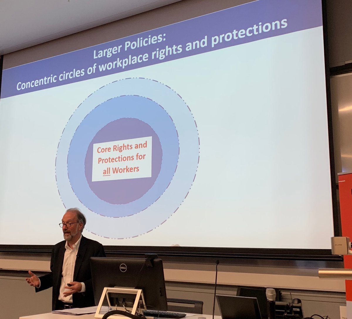 Raecooper1's tweet photo. #lafferlecture Prof David Weil makes a strong argument for moving regulation away from ‘employment’ and toward ‘work’ and to build public policy to enable economic mobility. Vital in the #futureofwork @Sydney_Uni https://t.co/ru6e4rT4cb