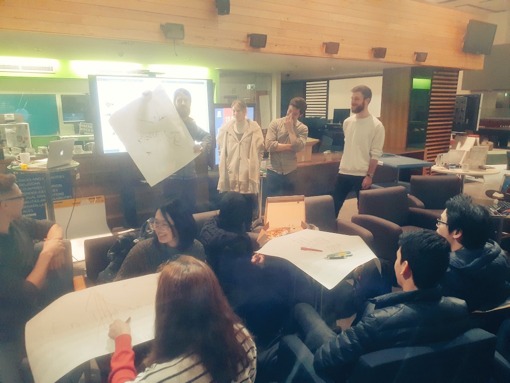 emilouwalsh's tweet photo. 1st session of the 3D printing instruments hackathon! Lots of good ideas already: wearable guitar, traditional Indonesian 3D printed drum, stratoguitarius, enlightened technique to learn guitar and capo-bilit-eaze 🤔 🍕🎸
@ResPlat @unimelb @GHJChen @JongEric @LiuLiuyl @GeoGarber https://t.co/hTrL0Gdxoe
