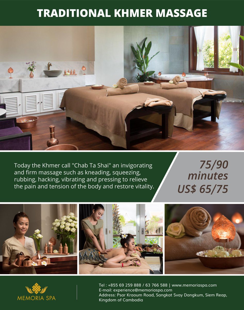 memoria_spa's tweet photo. This treatment comprises kneading, squeezing, rubbing, hacking, vibrating and pressing to relieve body ache &amp; tension to restore vitality.

Charmingly, this practice includes classic herbal linen wrap to relax and boost circulation.
#Khmer_massage #Traditional_khmer_message https://t.co/0bgJ3uYH0q