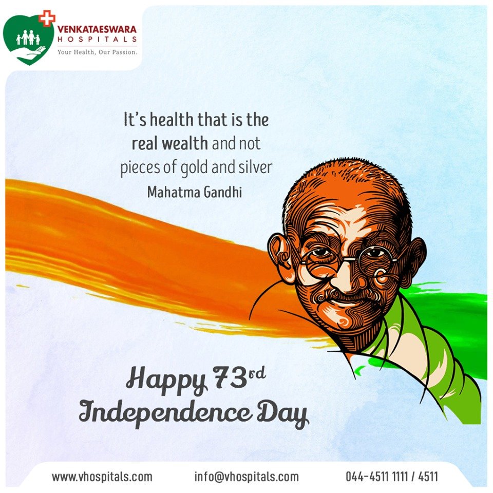 VHChennai's tweet photo. Venkataeswara Hospital wishes everyone a very Happy 73rd Independence Day. It's time to remember sacrifices of freedom fighters &amp; soldiers on the occasion of 73rd Independence Day Of India.

#IndependenceDayWishes #73rdIndependenceday🇮🇳 #IndependenceDay2019 #JaiHind #India https://t.co/zdAaJTvVSW