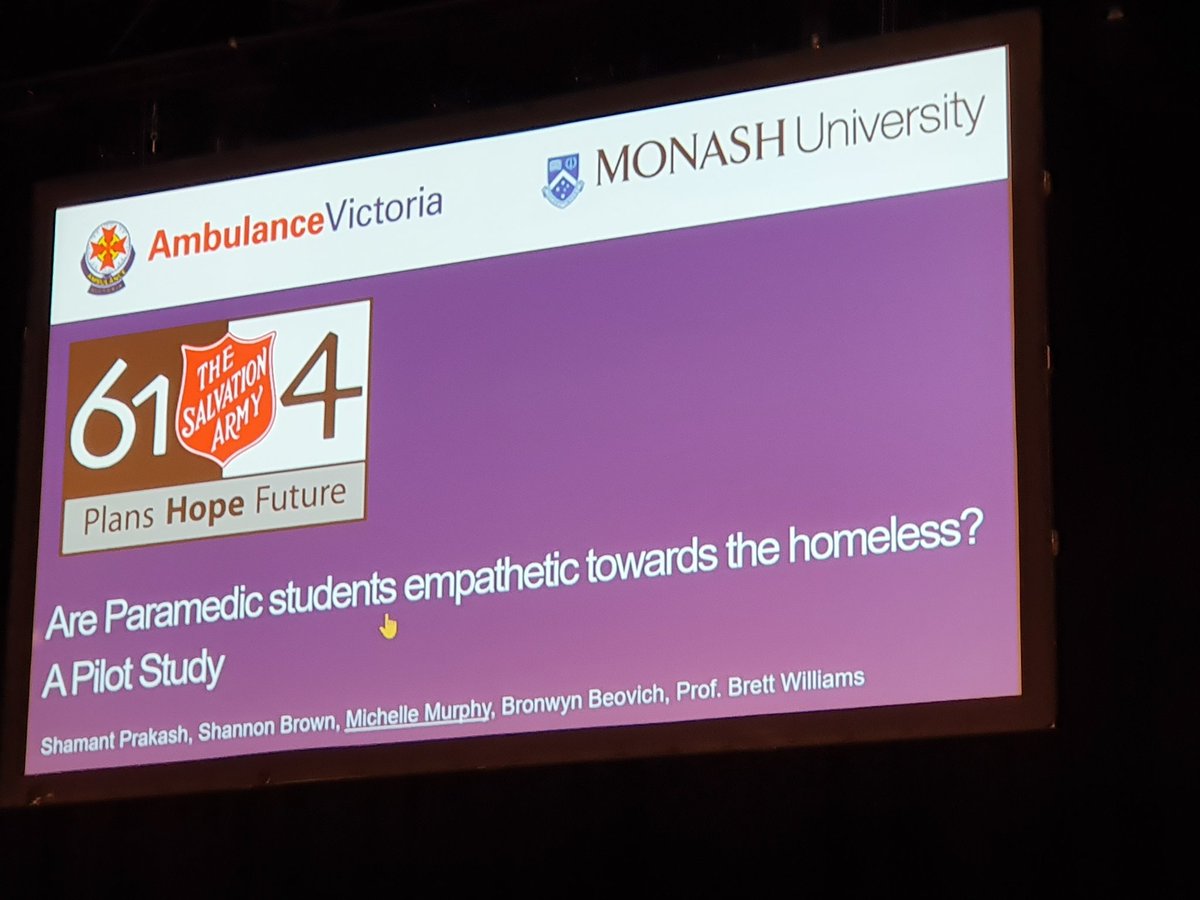 agwalker01's tweet photo. Great presentation by @murphy718. At @AmbulanceVic we are there for all our community and wonderful to see the positive impact placement with @salvos_614 had on student paramedic's empathy towards the homeless #BetterTogether #CAA19Congress https://t.co/SfRK7q9UqH