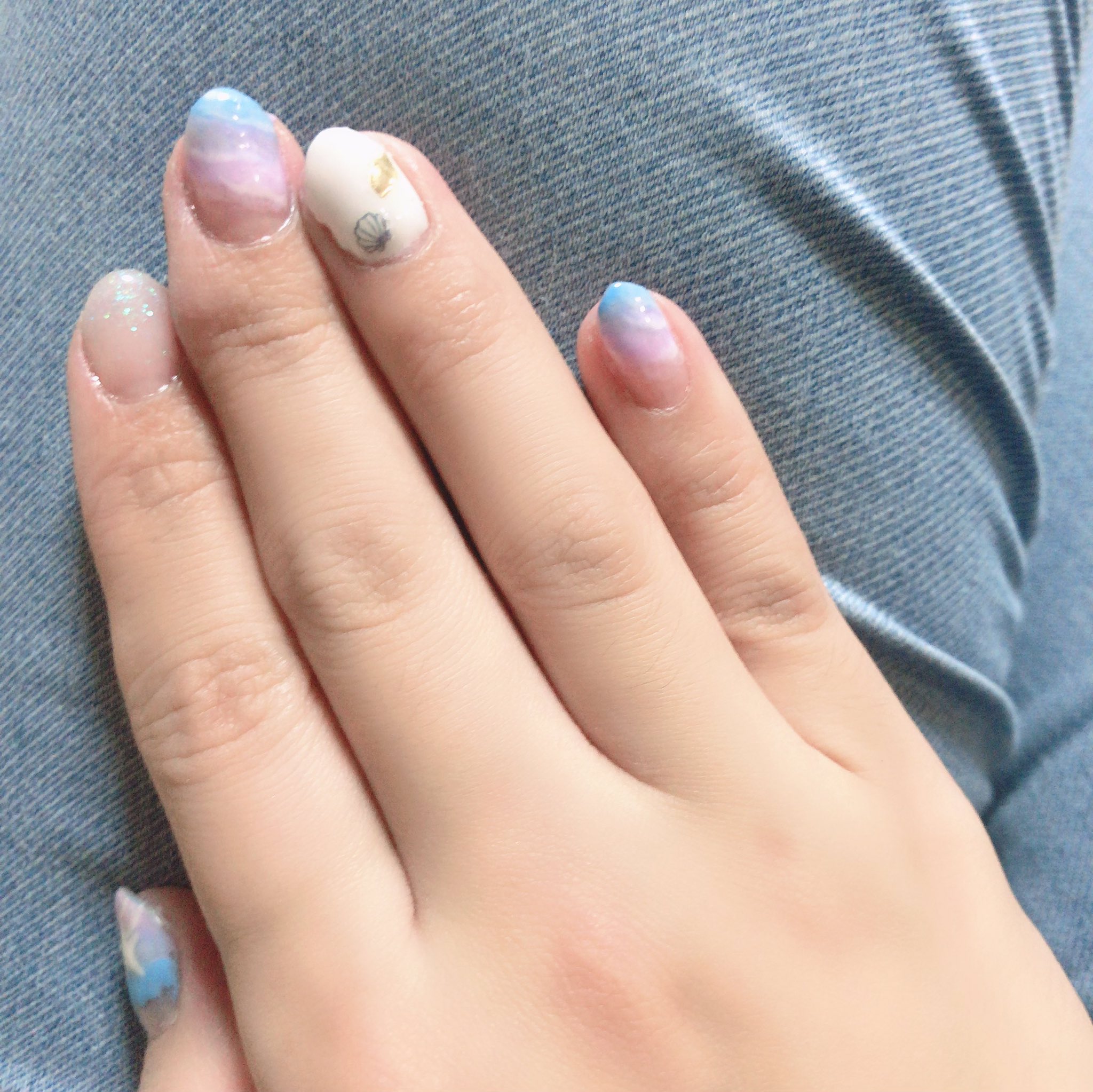 S 載せ忘れ Nail ʚ ɞ 夏ネイル仕上げ ジェルネイル Jelnail セルフネイル Selfnail 夏 ネイル Summernail 夏先取り Summer 波ネイル Wavenail 海 Seanail 海ネイル Handnail ハンドネイル Selfie セルフィー 女子力 アラサー独身女子