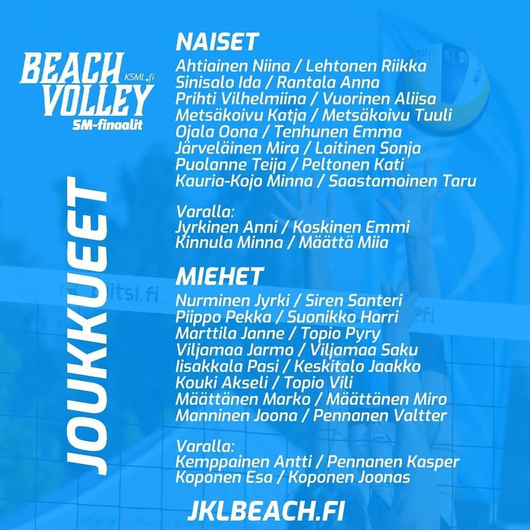 bvsuomi's tweet photo. SM-lopputurnaus alkaa perjantaina Jyväskylässä. Täppää @JKLBeach seurantaan (myös IG) #biitsi #jklbeach https://t.co/HzQc00Eknb