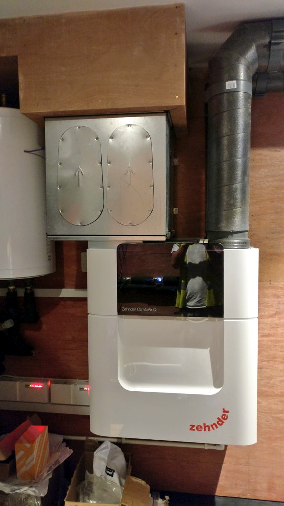GoGreenEngineer's tweet image. Our next #MVHR @Zehnder_UK Comfoair fully commissioned and ready for handover. Designed, Installed &amp;amp; Commissioned by ourselves. We also installed an Alpha Innotec LWD70 #airsourceheatpump and @omnie UFH system on both ground and 1st floors. Please get in touch for more info!
