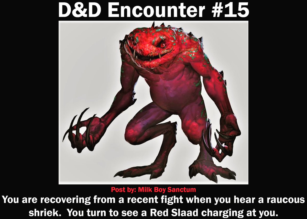 BoySanctum's tweet photo. Here's a #dndencounter for you.  We hope you like it.  😀

#dnd #dnd5e #dungeonsanddragons #dungeonsndragons #5e #5ednd #ttrpg #ttrpgs #tabletoprpg #tabletoprpgs #tabletopgaming #tabletopgame #tabletopgames #slaad #redslaad #rollforinitiative #rollinitiative #combatencounter https://t.co/Ffh7IdjTwC