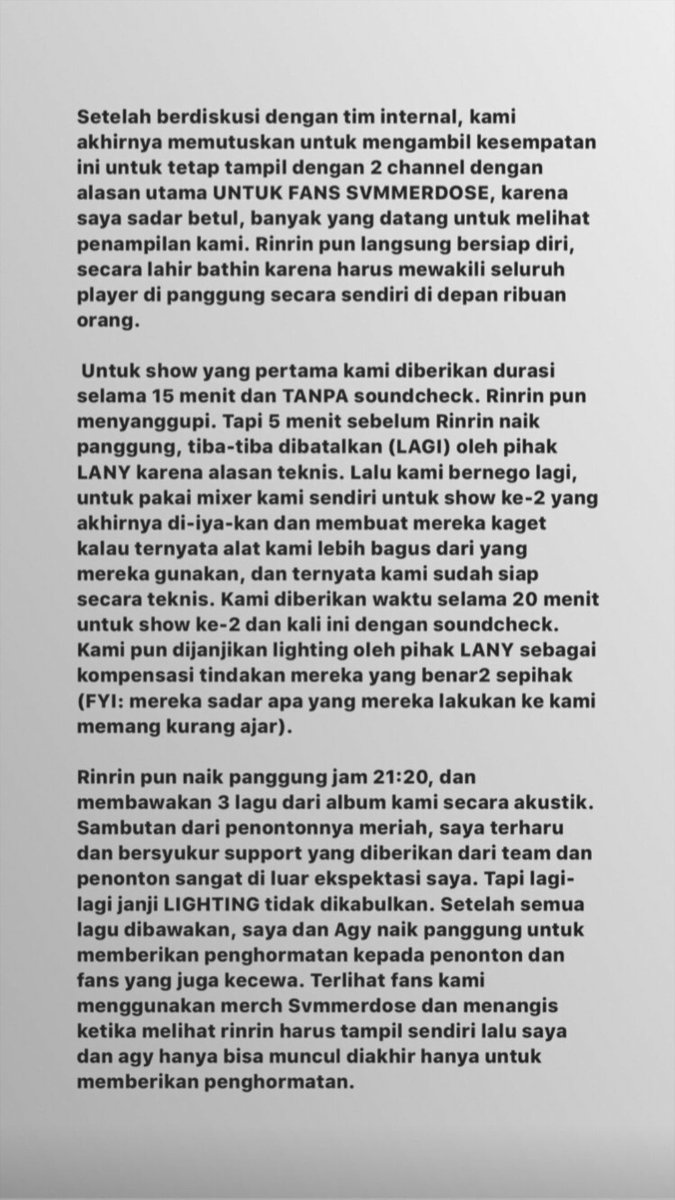 malvinpradhipta's tweet photo. Curhatan Iqbaal Ramadhan (Bassist Svmmerdose) tentang drama konser @thisisLANY
#lany #svmmerdose #svmmerdoseforlany #LANYinJakarta #lanyjakarta #LANYINDONESIA https://t.co/4z2uNmIpY2