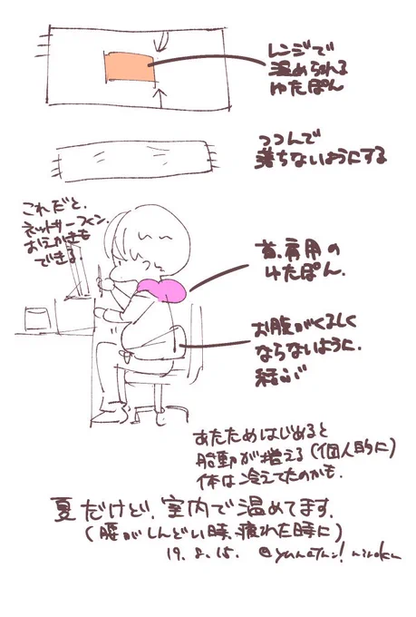 腰を温めると、赤さんが活動し始める…。整体でも腎臓らへんとか冷えてたり凝ってたら温めてと言われたのでやってみました。ちょっと自分も活動的になれるので、いいです。冷房が必要なのに温める不思議な光景ですね? #妊婦日記 