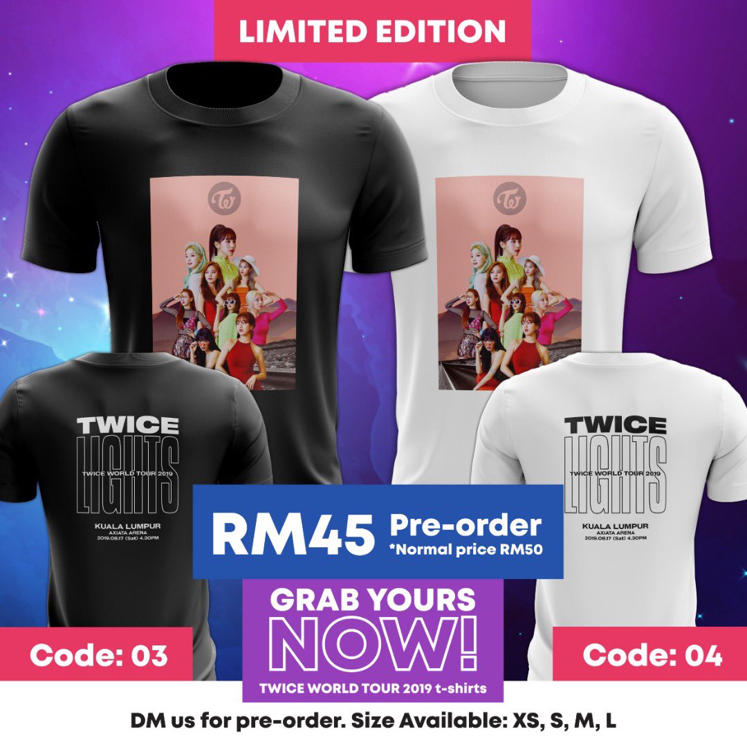 mattpenang's tweet photo. Twice live in Kuala Lumpur Axiata Arena. Tshirt Limited Edition. Laju sangat habis. Ingat print sikit takut tak habis. Buka Pre-Order balik. Whatsapp - 011-35898799.. TOLONG RT GUYS sampai lebam 🙏🏻 https://t.co/Ov9EPBu2Jp