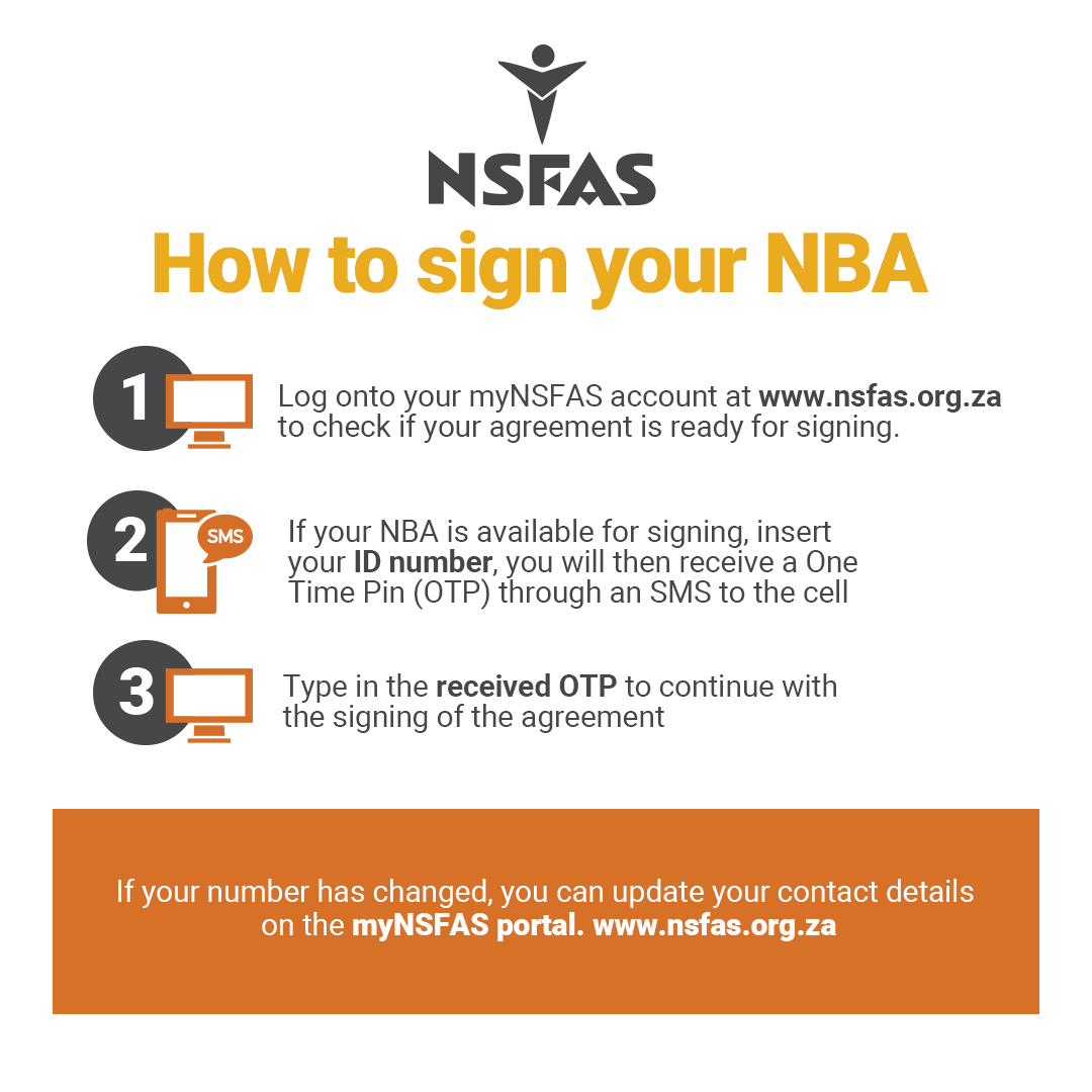 myNSFAS's tweet photo. Hey NSFAS Squad

If you have not signed your NBA, please follow these steps to sign. #nsfasSquad #signYourNBA https://t.co/T6eNkaHBy0