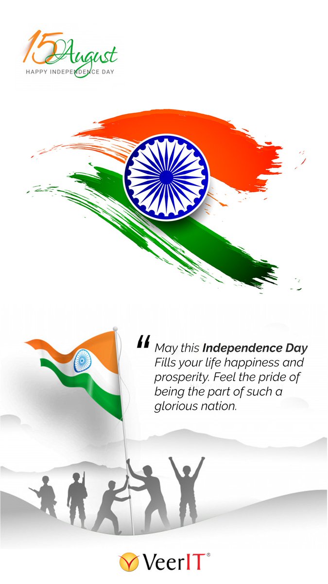 veerit's tweet image. "May this Independence Day fill your life happiness and prosperity. Feel the pride of being the part of such a glorious nation".
Happy Independence day from VeerIT Solution......!!
veerit.com