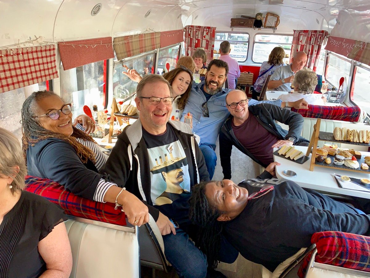 joejanes1065's tweet photo. Of course the cast & crew of The Greatest Theatrical Event...EVER! is seeing as many shows a possible at the Edinburgh Fringe. We're also classy and have high tea on a double decker bus! #TheGreatestTheatricalEventEver #ParadiseFringe #MakeYourFringe #EdFringe #RedBusTour https://t.co/vFp2mJlSmK