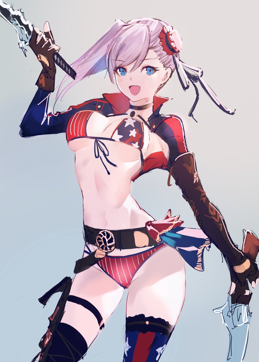 宮本武蔵(Fate) ,宮本武蔵(水着) ,miyamoto_musashi_(swimsuit_berserker)_(second_ascension)_(fate) 「むさ。。。。 」|入河のイラスト