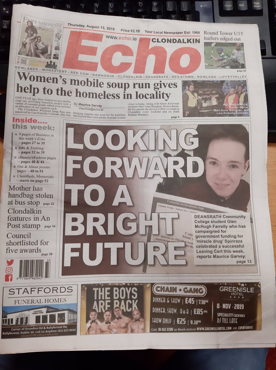 lisamchugh4's tweet photo. When his results deserve the front page after everything he’s been through🖤 #glenslifematters #sma #LeavingCert2019 #maynoothuniversity https://t.co/v9tTPihog7